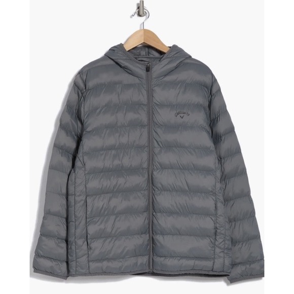 New Callaway Channel Quilted Puffer Full‎ Zip Jacket Hood Golf Gray Size XL - Picture 1 of 7